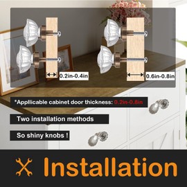 Dresser Crystal Drawer Knobs Cabinet Knob 16 Pack Antique Drawer Pulls, Kitchens Closet Drawers Cupboard Wardrobe Vintage Tiradores para Gabinetes De Cocina, Clear Crystals Champagne Bronze Base