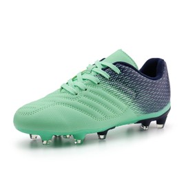 brooman Kids Soccer Cleats Boys Girls Athletic Outdoor Football Shoes (3,Green Navy)