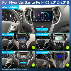 ASURE Car Stereo Radio with Carpaly Android Auto for Hyundai Santa Fe 2012-2018,9 inch 4Core 2+64GB 1280x800 HD Touchscreen Android 14 Car in Dash GPS Navigation Unit