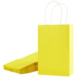 SUNCOLOR 24-Pack Yellow Gift Bags with Handles – 8" Goodie Bags for Party Favor Bags, Birthdays, Easter & Special Occasions (Yellow)