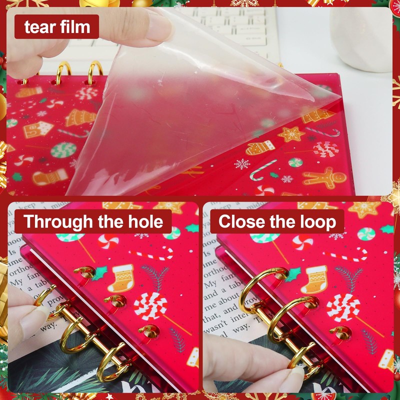 Koqye Festive A5 6-Ring Binder with Christmas Design, Acrylic Cover,