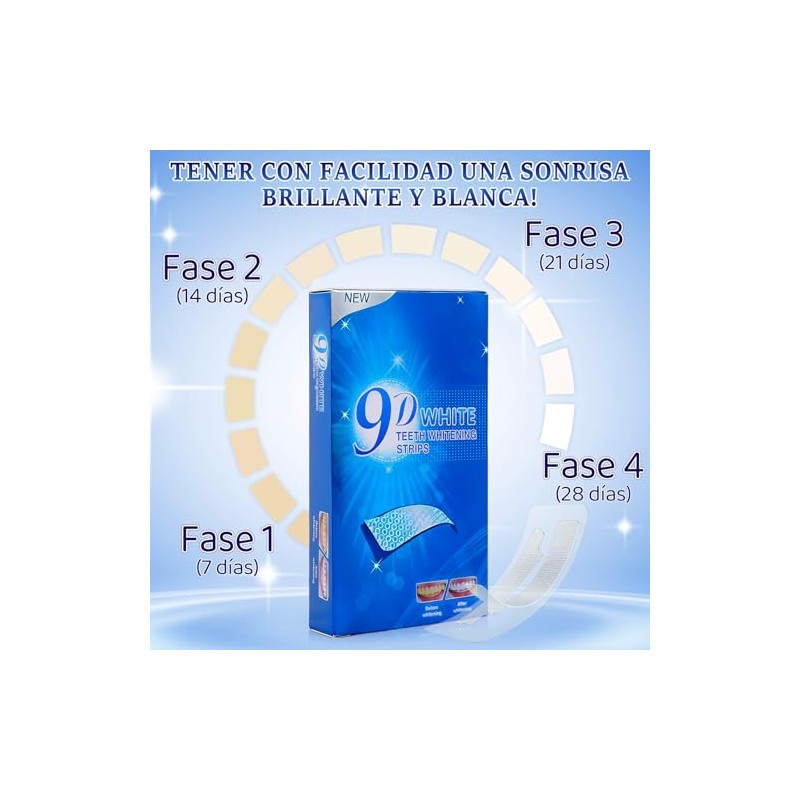 Tiras Blanqueadoras Dentales, 56 Piezas Whitening Strips (9D)