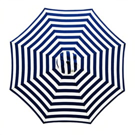 Sunnyglade 9ft Patio Umbrella Replacement Canopy Market Umbrella Top Canopy with 8 Ribs (Blue and White)