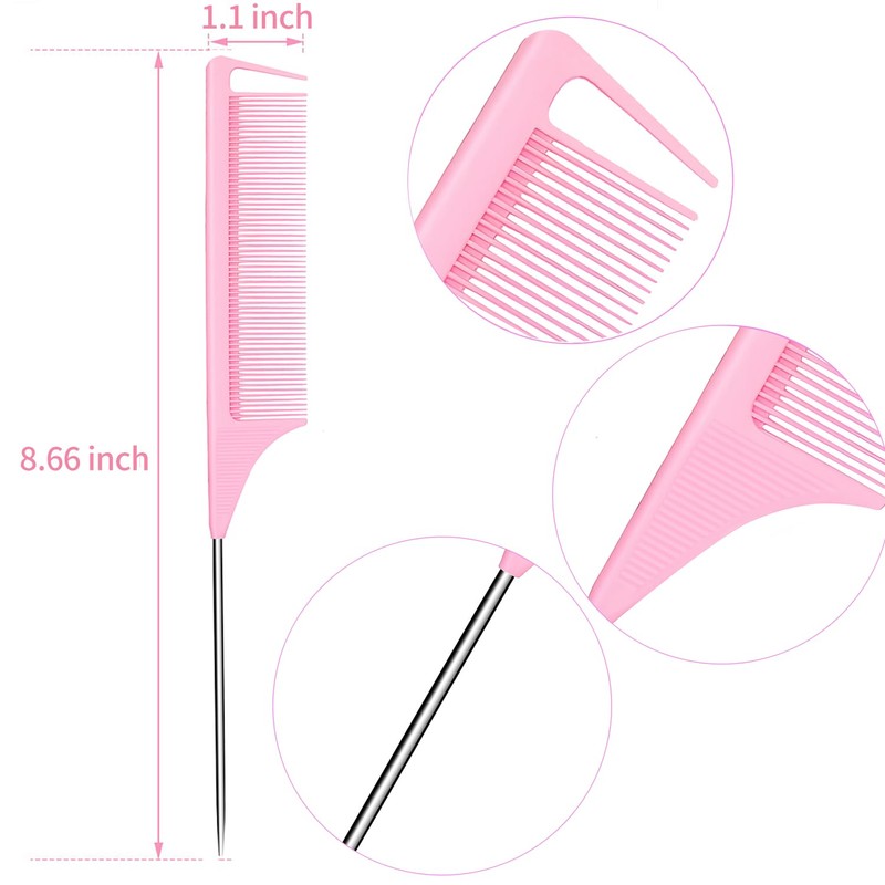 Rat Tail Combs 3PCS, Parting Combs for Braiding Hair Carbon