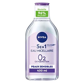 NIVEA Soothing Micellar Water for Sensitive Skin (1 x 400 ml), Makeup Remover, Enriched with Micellar and Animated Acids, Perfume Free, Facial Cleanser for Eyes & Lips