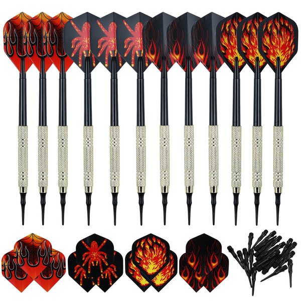 Strehknewen Set of 12 Darts with Plastic Tip, 24 Flights