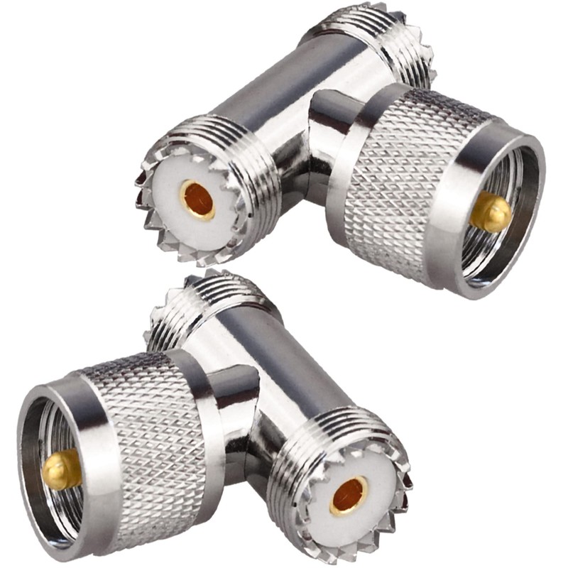 TUOLNK Triple Tee Connector UHF Male to Dual UHF Female