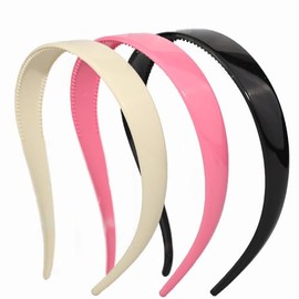 KOVOLITU 3 Pack Headbands Designed for Eyewear 0.79IN Plastic Non-Slip Headbands for Women Fashion Headbands with Teeth-Black,Pink,White