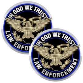 Gold Eagle - in God We Trust Law Enforcement Stickers 2 Pack