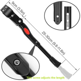 Bike Kickstand Bicycle Adjustable Alloy Road Mountain Bike Kickstand Side Fit 20" 24" 26" (Black-1)