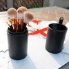 Black Empty PU Leather Makeup Brush Holder with Lid Travel