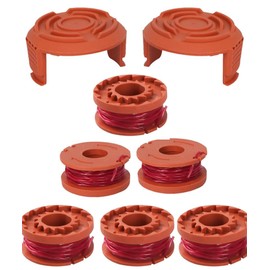 Zguziji WA0010 Strimmer Spool, 6Pcs WA0010 Spool Line with 2 Cover Compatible with 20V Grass Trimmers Replace of WA0004,WG151,WG163E.1,WG163E.2,WG163E.3,WG163E.6