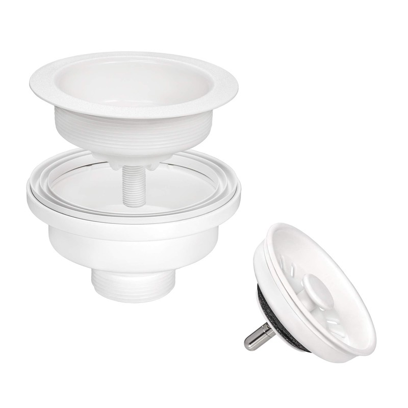 Ruvati Kitchen Sink Basket Strainer Drain Assembly - Matte White