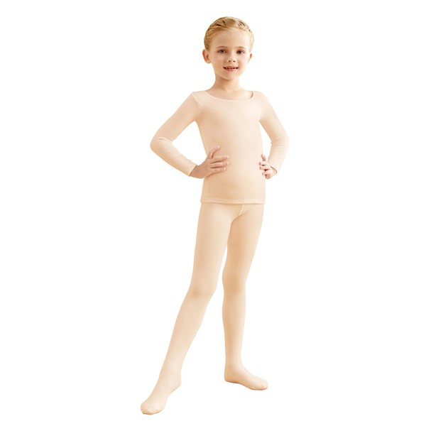 DanceDaily Nude Fleece Lined Base Layer Set for Toddler Girls