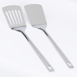 2 Pcs Stainless Steel Spatulas Set, Metal Spatulas for Cooking Spatulas & Turners, Kitchen Spatula Slotted Turner, for Fish Eggs Pancakes Nonstick Cookware, Dishwasher Safe Kitchen Utensils Set