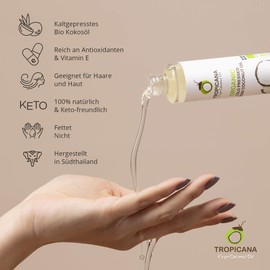 Tropicana Virgin Coconut Oil 100% Organic Cold-Pressed Virgin Coconut Oil 100 ml 3.38 fl. oz.