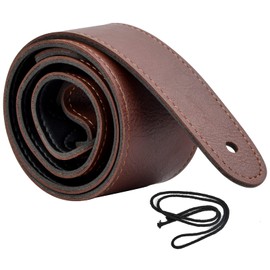 Vesaneae Guitar Strap Adjustable 118-136 cm, Leather Guitar Strap, PU Leather Ends, Acoustic Electric Guitar Bass Strap, Guitar Strap for Acoustic, Guitars and Basses, black brown