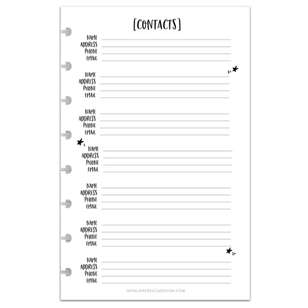BetterNote Contact Address Refill Pages for Disc Notebooks, Fits TUL,