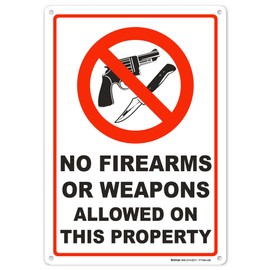 Brimar - 7" x 10" - No Firearms or Weapons Sign - .040″ Rust-Free Aluminum - Enhanced Safety - Easy Installation