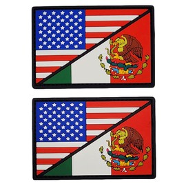 USA Flag Mexico Flag Patch [2PC Bundle -PVC Rubber - Hook Fastener Backing - 3.0 X 2.0 -P1]
