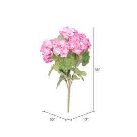 Vickerman Everyday Artificial Light Pink Geranium Bush 18" Long - Premium Faux Floral Home Decor - Maintenance Free Flowers