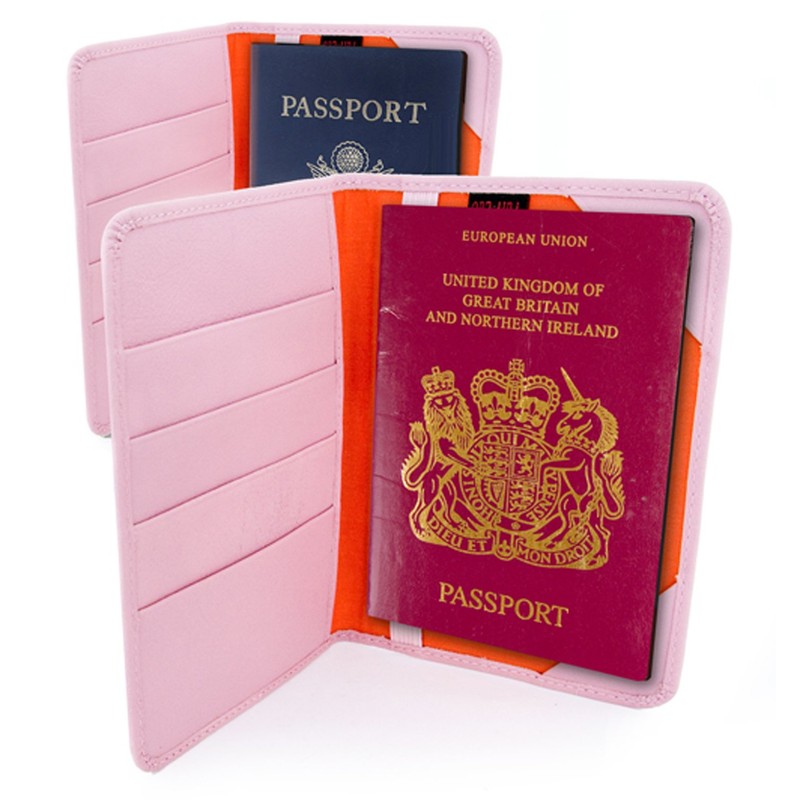 TUFF LUV Nappa Leather Passport Holder Case - Pink, rose