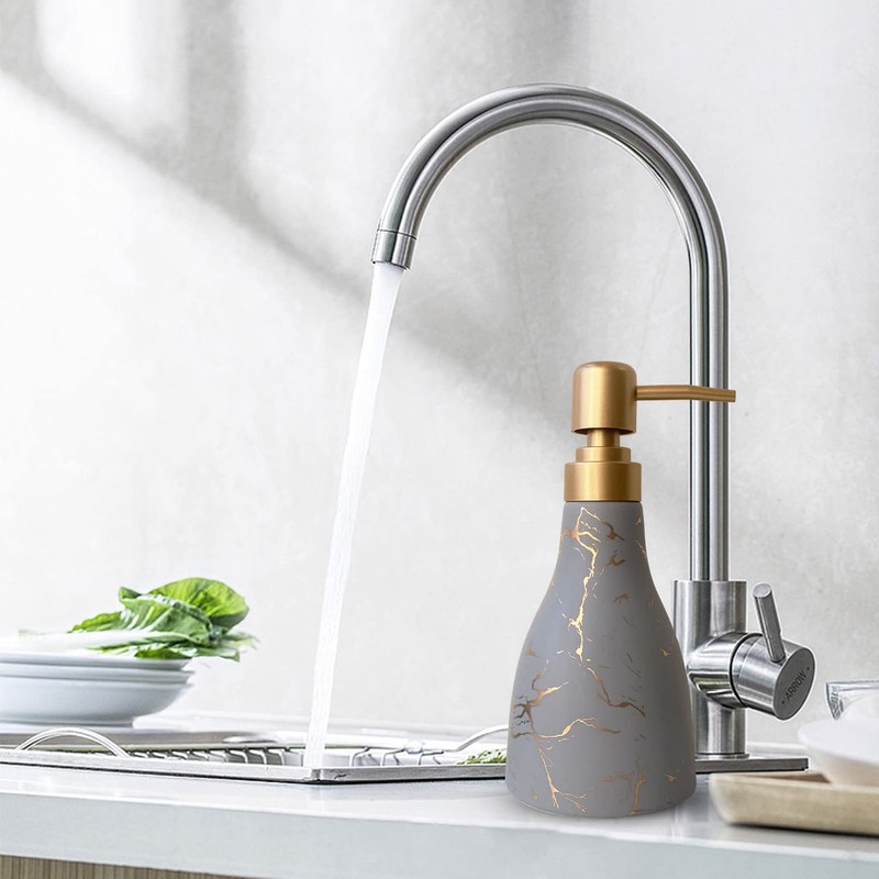 Ceramic Soap Dispenser for Bathroom Grey Soap Dispenser for Kitchen