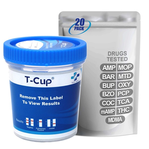 MiCare [20pk] - 13-Panel Multi Test Cup (AMP/BAR/BUP/BZO/COC/mAMP/MDMA/MOP/MTD/OXY/PCP/TCA/THC) #MI-TDOA-2135