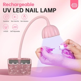 CHRISTINE SHELLY UV Nail Lamp, Mini UV Light for Gel Nails Polish, Rechargeable Nail Dryer with 4 Timers, Quick Drying Cordless Goosenecks Home Nail Salon DIY Manicure