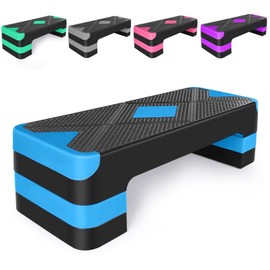Adjustable Workout Aerobic Stepper in Fitness & Exercise Step Platform Trainer 3 settings adjustable height 4”-6”-8”
