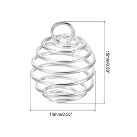 [PATIKIL] Spiral Beads Cage Pendant Stainless Steel Spring Stone Holder Necklace Cage Pendant for Jewelry Making Crafts, 20pcs 14x15mm, Silver White, Stainless Steel