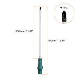 HARFINGTON 2pcs PH3 Phillips Screwdriver #3 15.7" Magnetic Demolition Screwdrivers 11.8" CR-V with Ergonomic Handle for DIY Repairing, Green