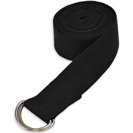 Yoga Accessories 8 Feet D-Ring Buckle Cotton Yoga Strap - Black