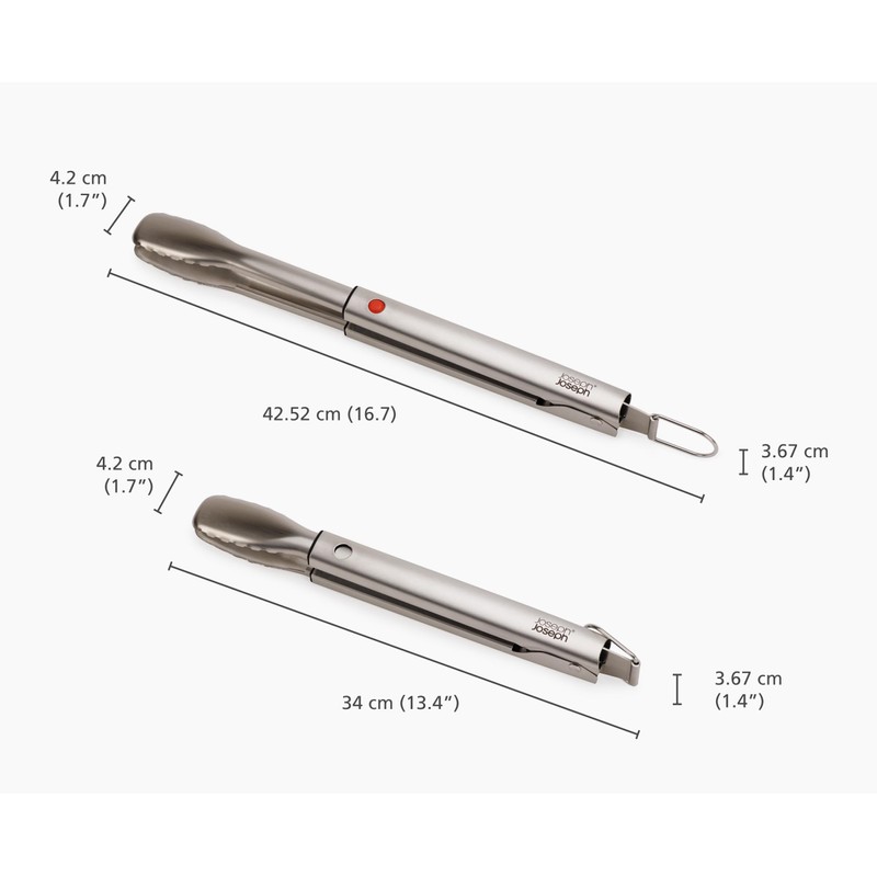 Joseph Joseph GrillOut Stainless Steel BBQ Tongs, Precision Grip, Retractable