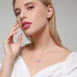 PRAYMOS Sea Turtle Necklace for Women Sterling Silver February Birthstone Ocean Hawaiian Beach Necklace Sea Turtle Jewelry Gifts