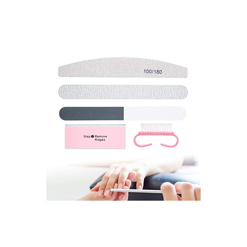 Herramienta de manicura, 5pcs/Set Limas de uñas Cepillo de polvo