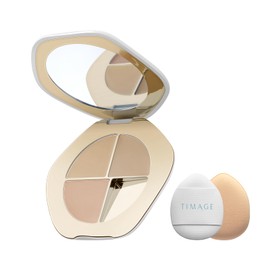 TIMAGE 3 Color Concealer Palette 02, Light Color, 0.2 oz (5 g), Transparent, Tone Up, Matte Highlights, Bears, Tear Bags, Dimples, Cover, High Adherence, Puff Included