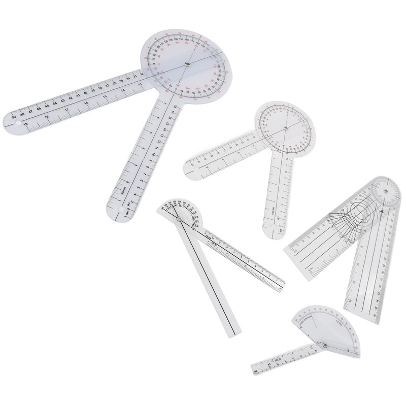 5Pcs Medical Goniometer Transparent Plastic Multifunction Joint Goniometer Set Kit