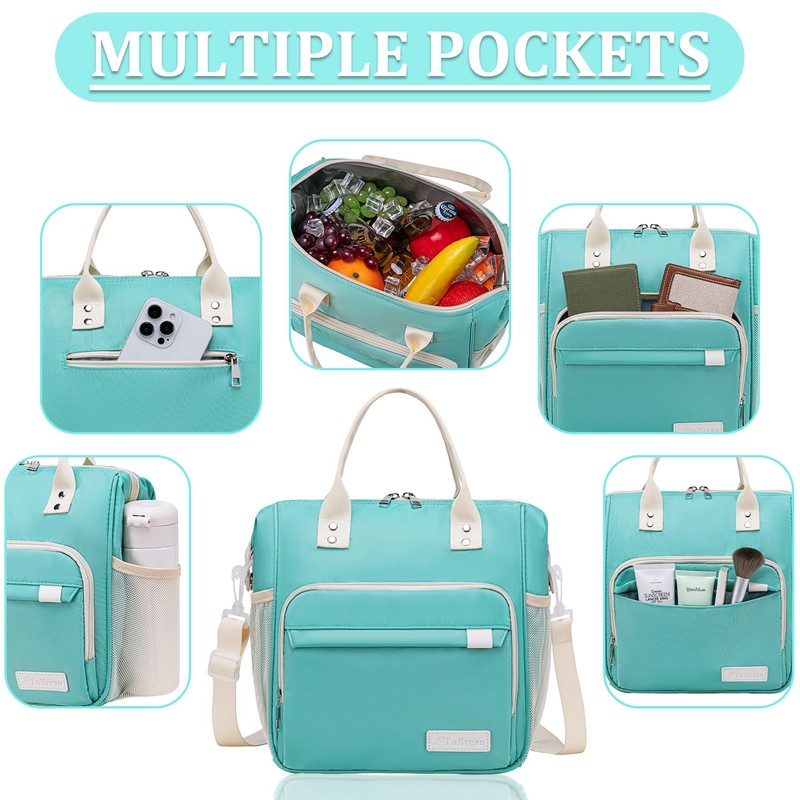 TuErCao Preppy Lunch Box for Women Aesthetic Insulated Lunch Bag
