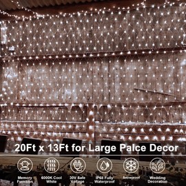 echosari 720 LED Net Lights 20ft x 13ft Large Size Bush Lights Plug in with Remote, IP68 Fully Waterproof Outdoor Net Light for Garden Backyard Wall Bush Trees Decor(Cool White)