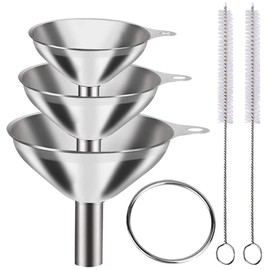 Funnel Funnel Stainless Steel Funnel Set of 5, 3 Sizes Stainless Steel Funnel Set Small Wide Mouth Funnel with Clamp Ring Multipurpose Heavy Duty High Temperature Suitable for Transfer Liquids and