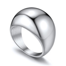 Silver Large Dome Ring, 16mm Big Chunky Rings Thick Bold Rings Stainless Steel Band Statement for Women Size 9 Chunky Womens Rings