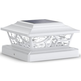 SIEDiNLAR Solar Post Lights Outdoor 4 Modes Deck Fence Post Cap Light for 4x4 5x5 6x6 Vinyl Wooden Posts Patio Garden Decor, Warm White & Cool White Dynamic Lighting White (1 Pack)