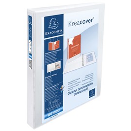 Exacompta KreaCover 51846E Presentation Ring Binder Plastic Cover Outside and Inside 4 Ring Mechanism DIN A4 Filling Height 25 mm Ideal for Offer and Company Presentations White