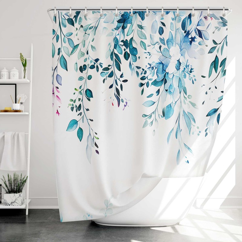 LIVETTY Blue Shower Curtains 180x180cm Drop Fabric Shower Curtain for
