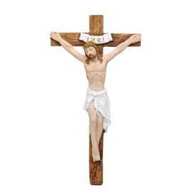 Comfy Hour 7" Jesus Christ Nailed On The INRI Cross Resin Wall Crucifix Home Chapel Decoration