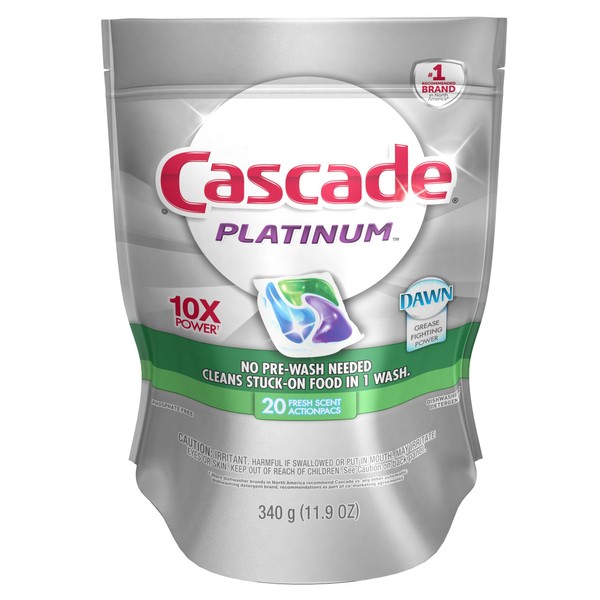 Cascade Platinum Actionpacs Dishwasher Detergent, Fresh Scent, 23 Count