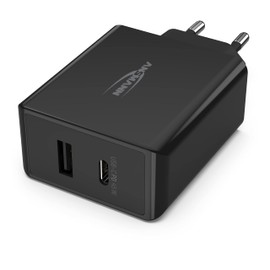 ANSMANN 2-Port USB Charger 45 Watt with Strong GaN Technology - Power Delivery Profile for Fast Charging Function USB Charger with Intelligent Charging Control for Smartphone, Tablet, GoPro, etc.