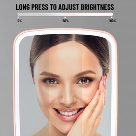 LED makeup mirror with lights, lighted led mirror 3 Colors, reachargeable travel mirror with light 68 Leds. led mirror,makeup mirror Gifts for Girl/Women.