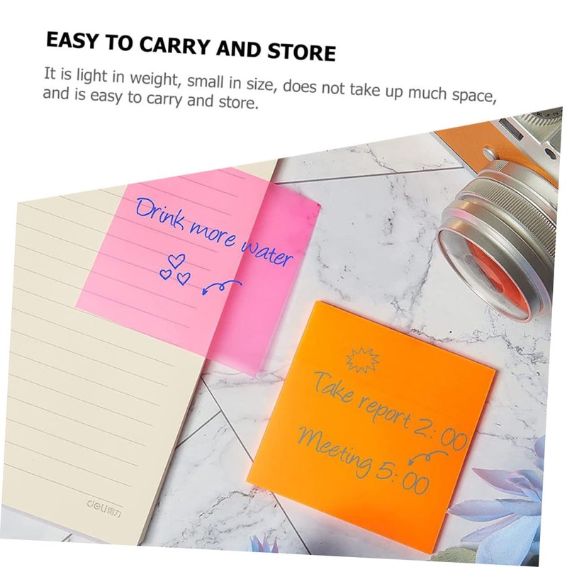 Operitacx Pack of 5 Office Transparent Note Coloured Stickers Notepad
